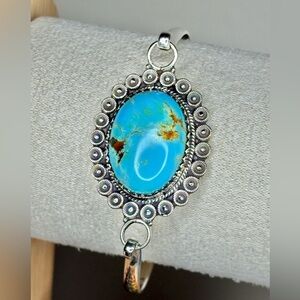 Sterling Silver Kingman Turquoise Open/Close Bangle Bracelet ✨